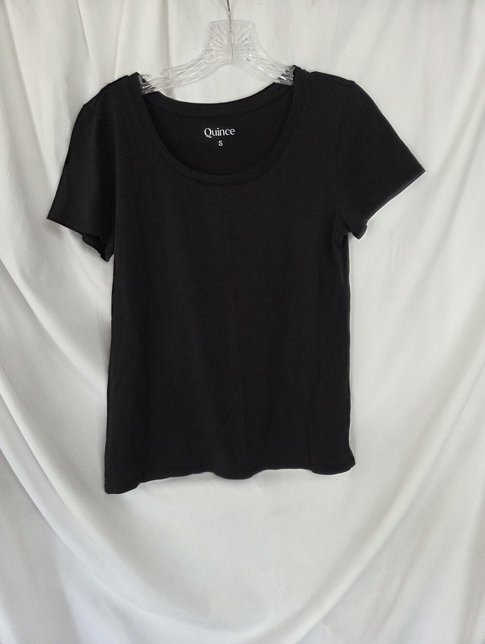 Quince Cotton Modal/Cotton Scoop Neck Black Tee Size Small